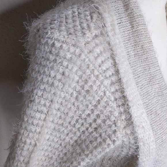 XOXO Ivory Fuzzy Cardigan Sweater Women’s | Open Front Cozy Layering Top - Picture 4 of 10